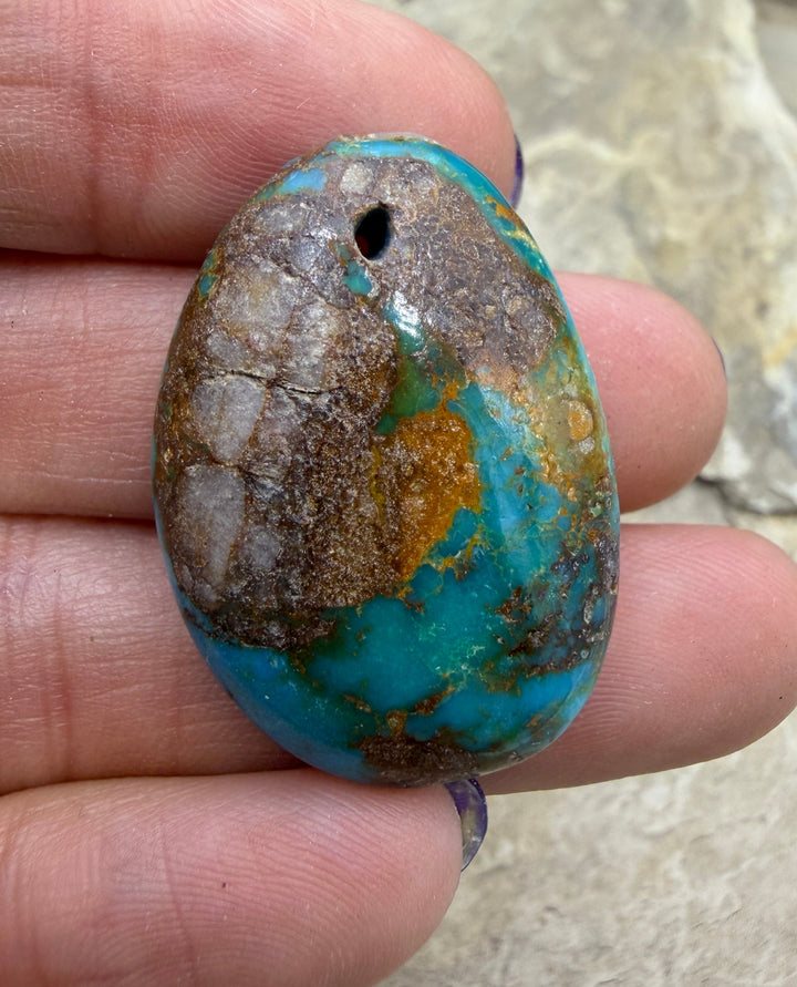 RARE Royston Turquoise (NV) Focal Pendant Bead 23x33x10mm
