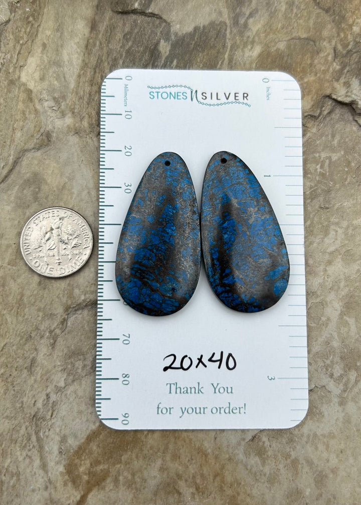 RARE Shattukckite (Arizona) Earring Bead Slab Pair 20x40mm