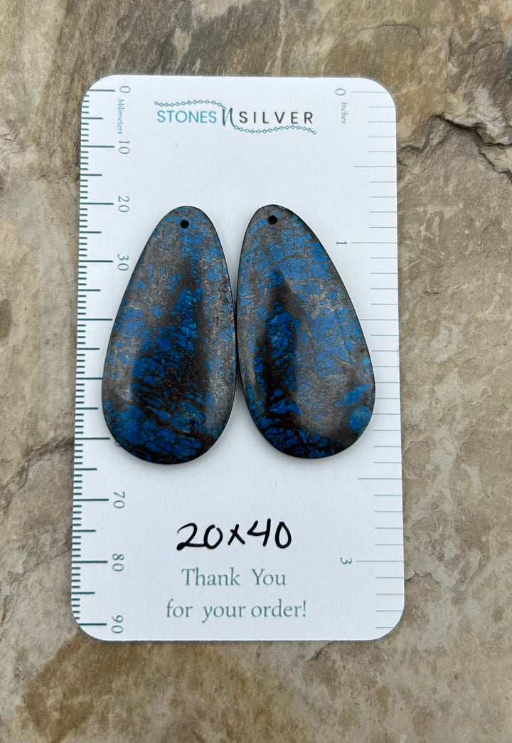 RARE Shattukckite (Arizona) Earring Bead Slab Pair 20x40mm