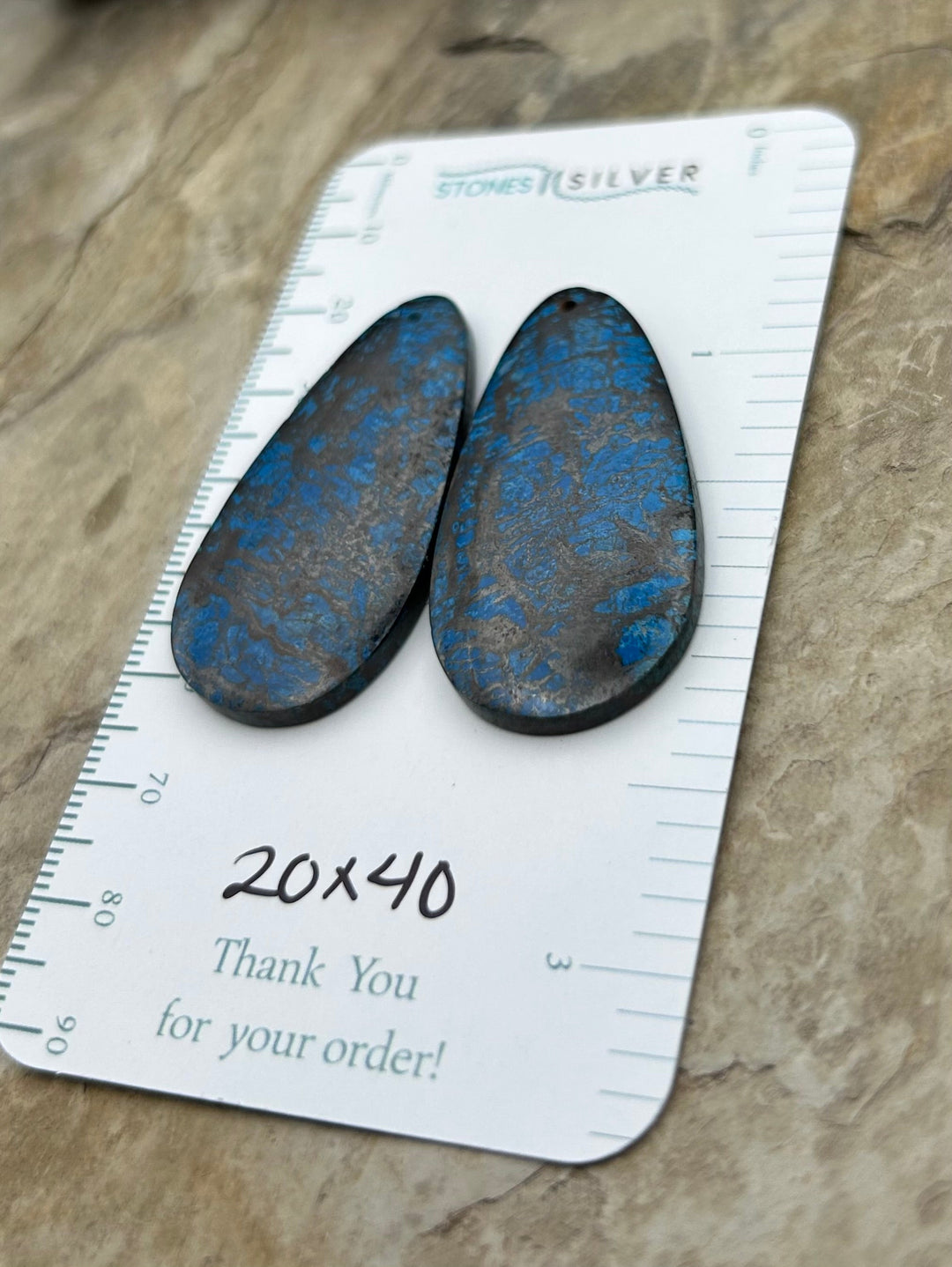 RARE Shattukckite (Arizona) Earring Bead Slab Pair 20x40mm
