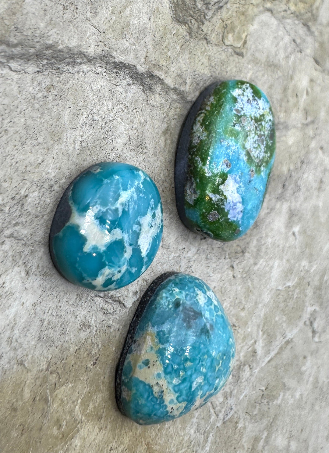 RARE Sonoran Gold Turquoise (Mex) LOT of 3 Cabochons