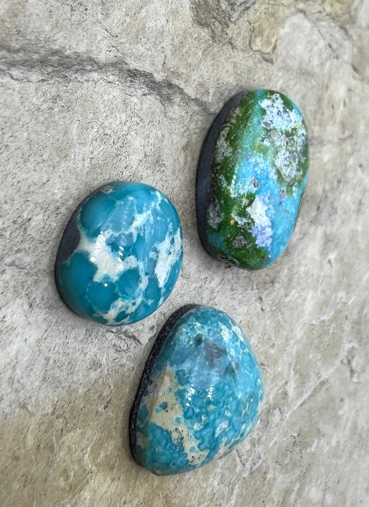 RARE Sonoran Gold Turquoise (Mex) LOT of 3 Cabochons