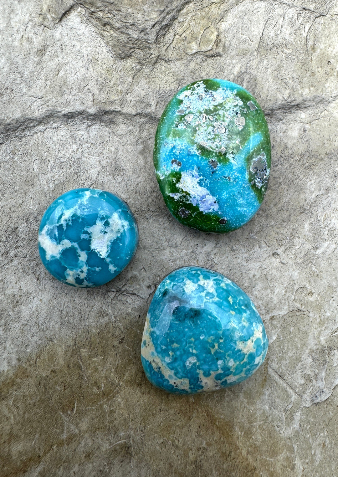 RARE Sonoran Gold Turquoise (Mex) LOT of 3 Cabochons
