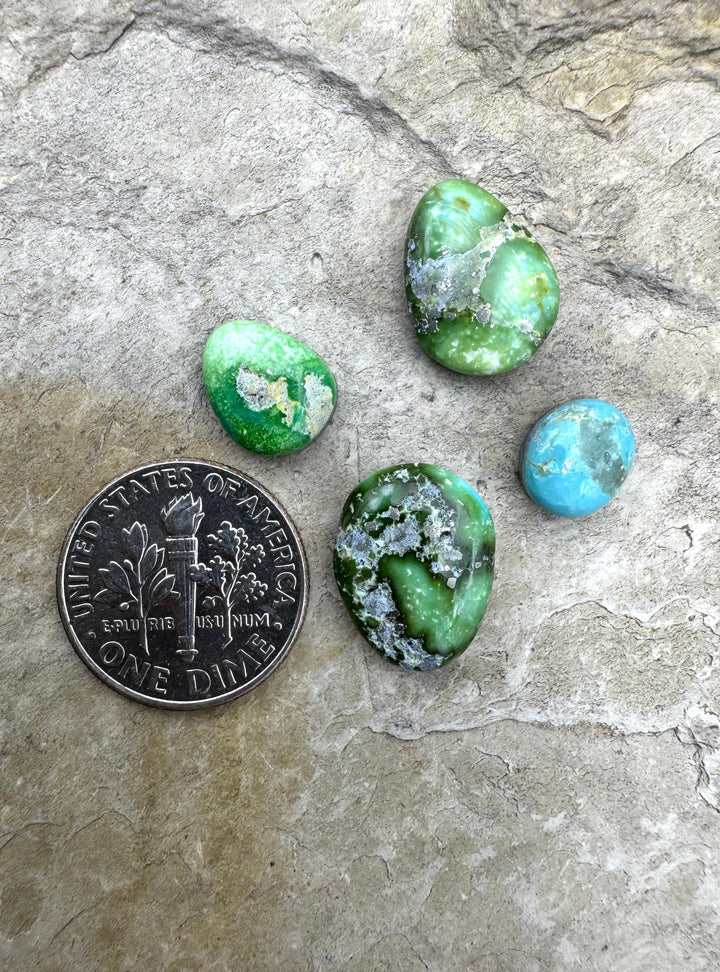 RARE Sonoran Gold Turquoise (Mex) LOT of 4 Mini Cabochons