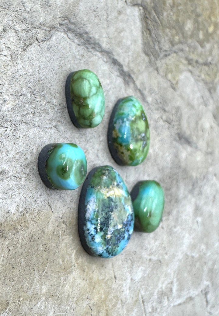 RARE Sonoran Gold Turquoise (Mex) LOT of 5 Mini Cabochons