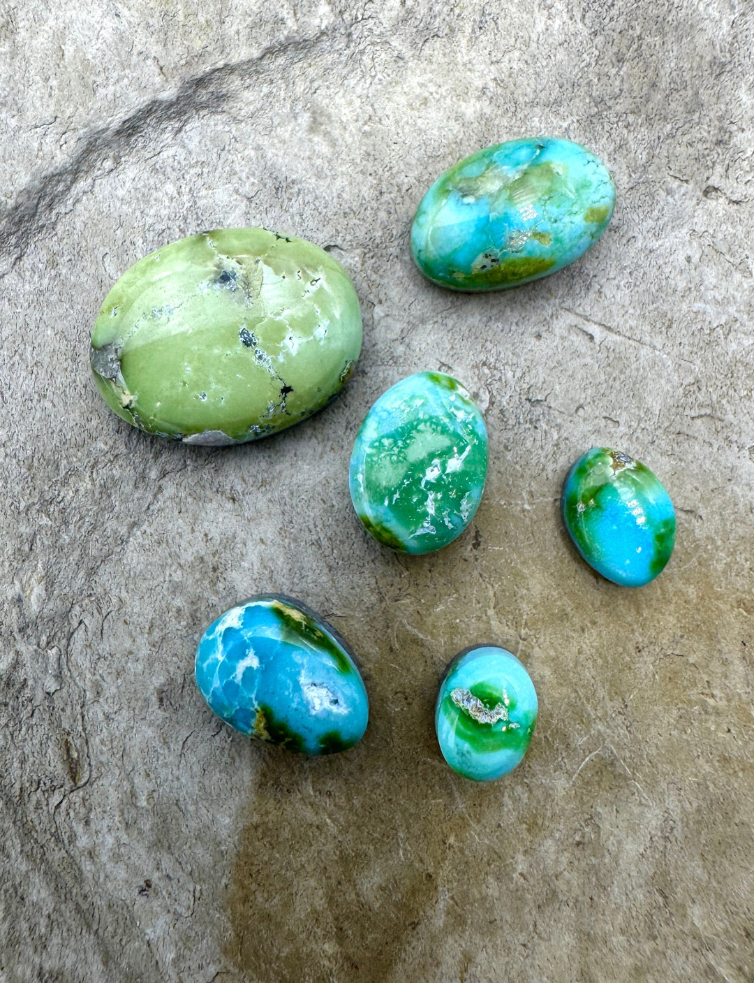 RARE Sonoran Gold Turquoise (Mex) LOT of 6 Mini Cabochons