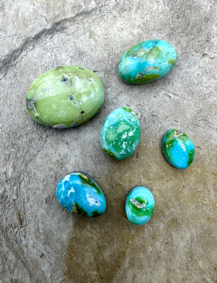 RARE Sonoran Gold Turquoise (Mex) LOT of 6 Mini Cabochons
