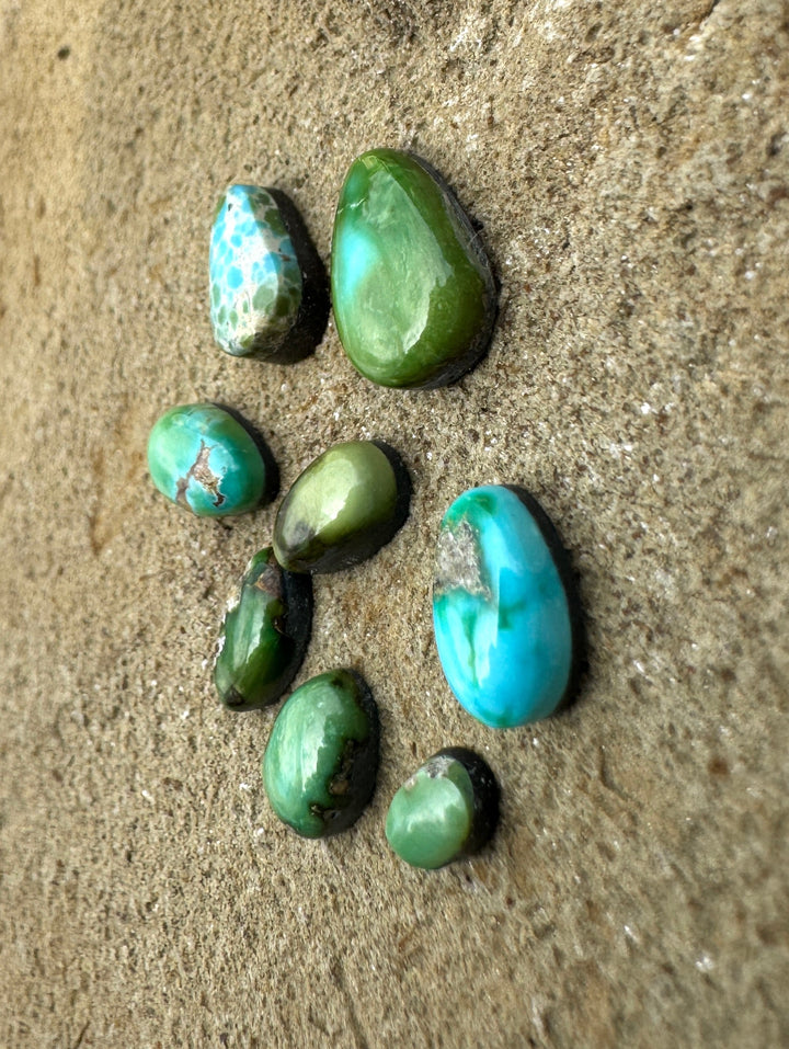 RARE Sonoran Gold Turquoise (Mex) LOT of 8 Mini Cabochons