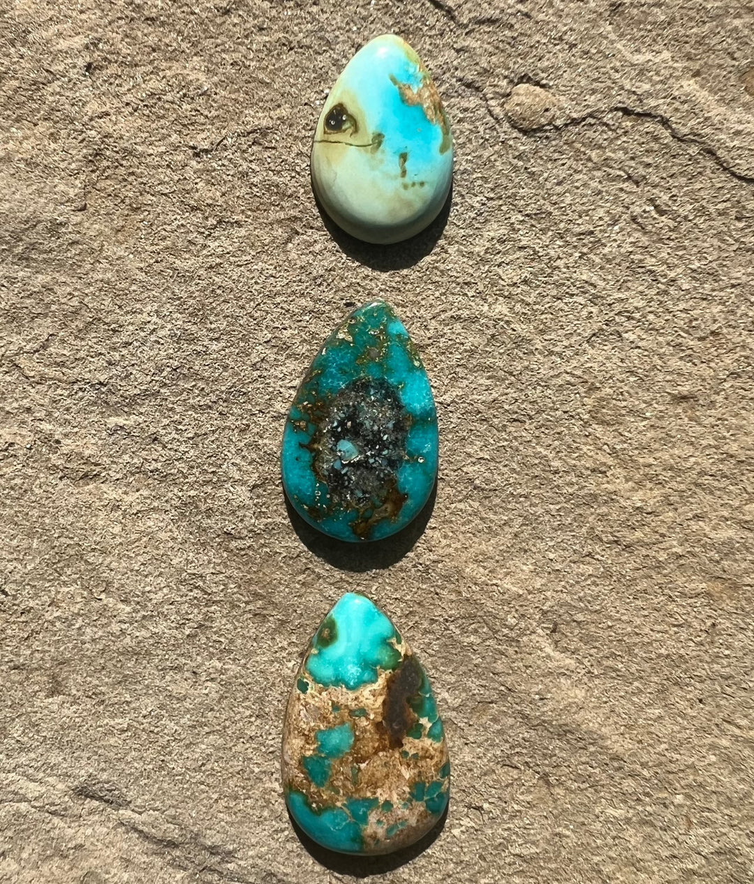 RARE Sonoran Gold Turquoise (Mex) Teardrop Cabochons (Select