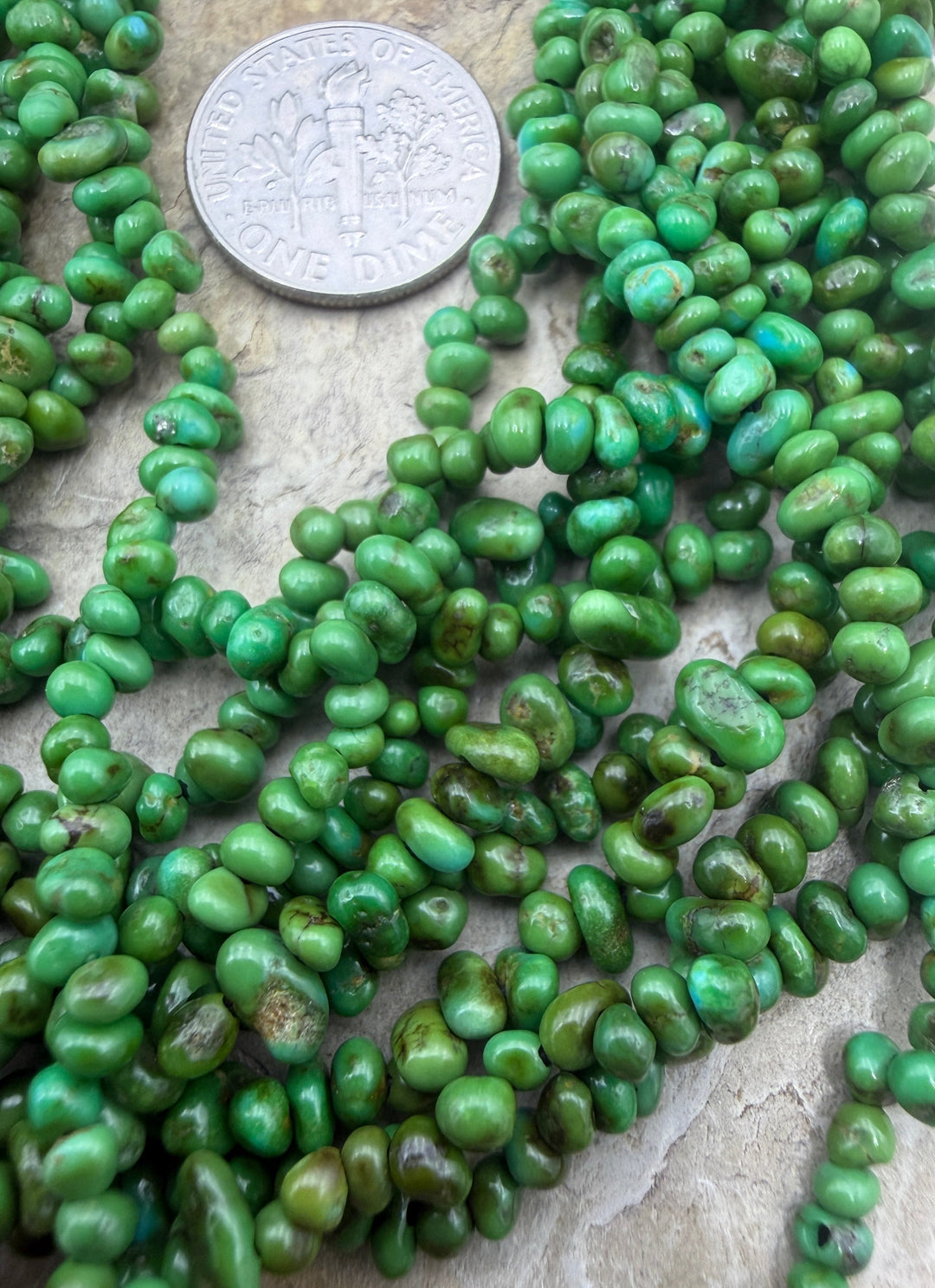 RARE Sonoran Gold Turquoise (Mex) Tiny Nugget Bead Strand