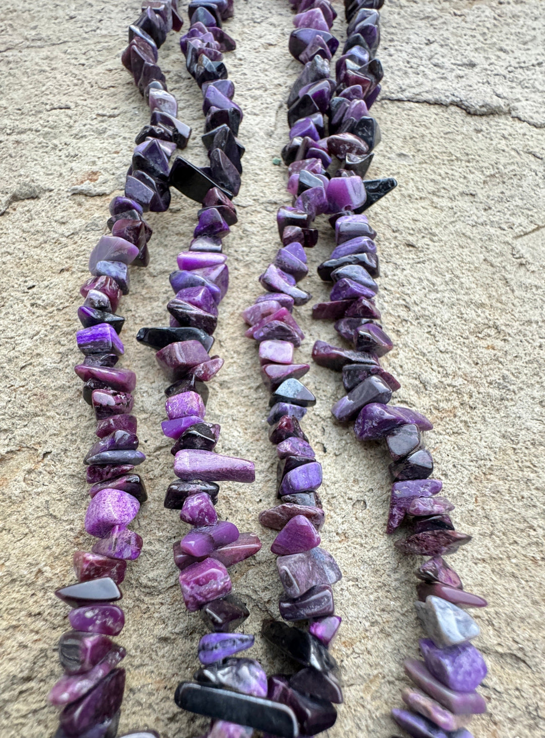 RARE Sugilite (South Africa) 6-10mm chip Bead Strand (16