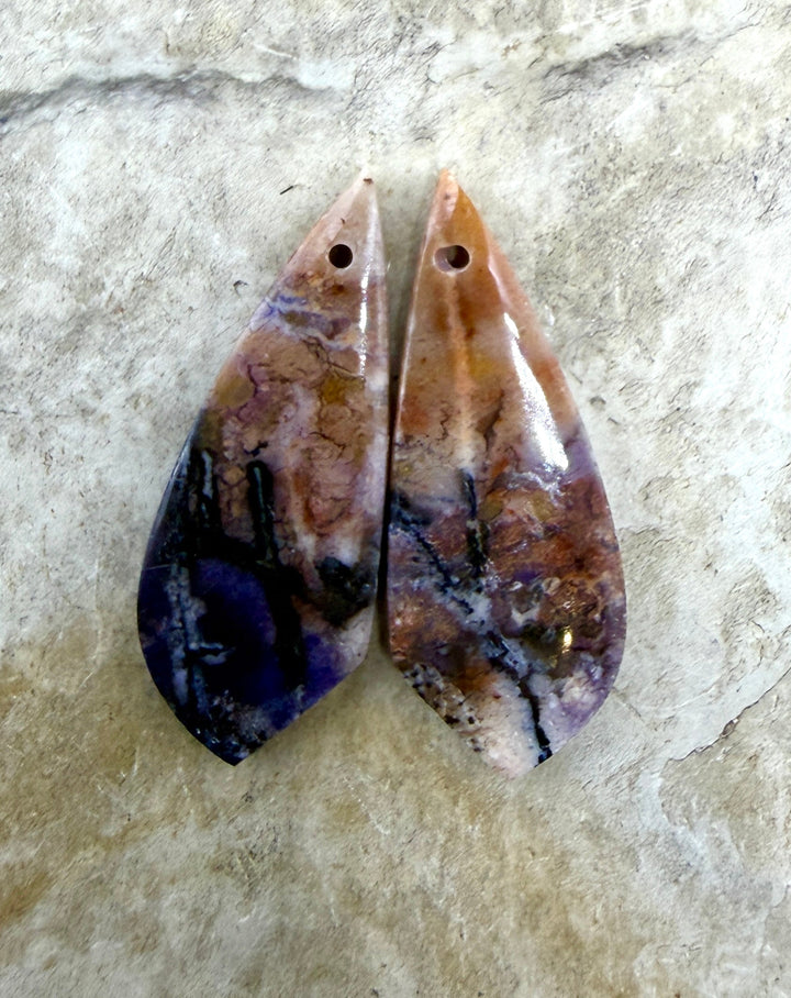 RARE Utah Tiffany Stone Focal Matching Earring Slab Bead