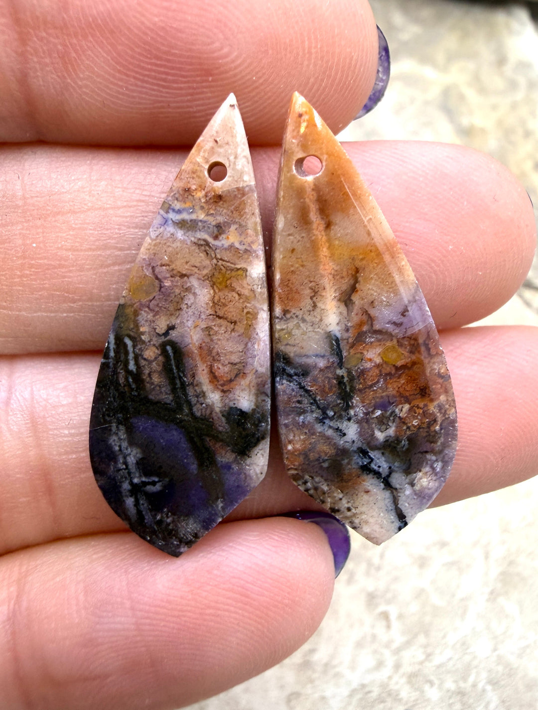 RARE Utah Tiffany Stone Focal Matching Earring Slab Bead