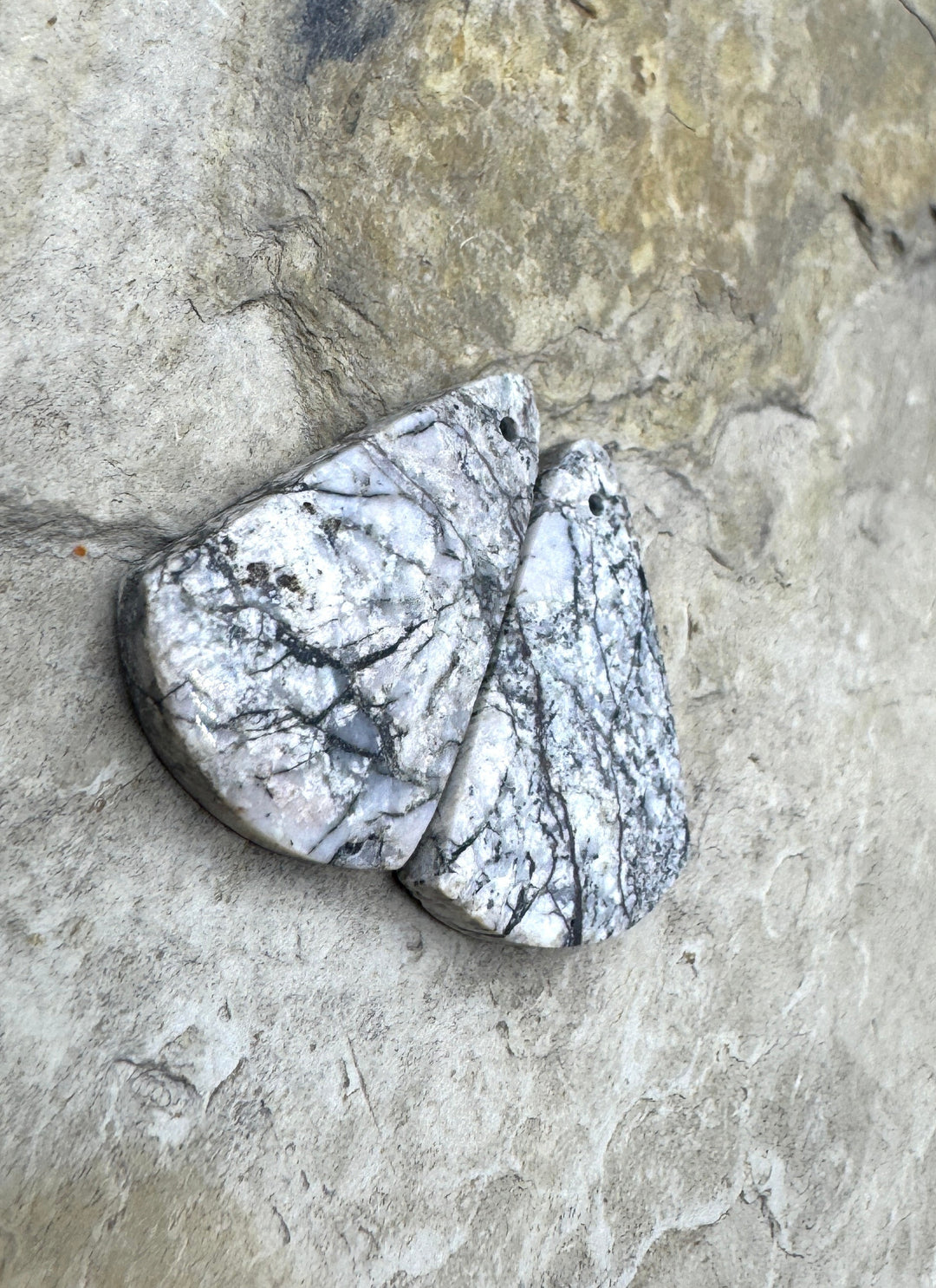 RARE White Buffalo (Arizona) Matching Earring Slab Bead