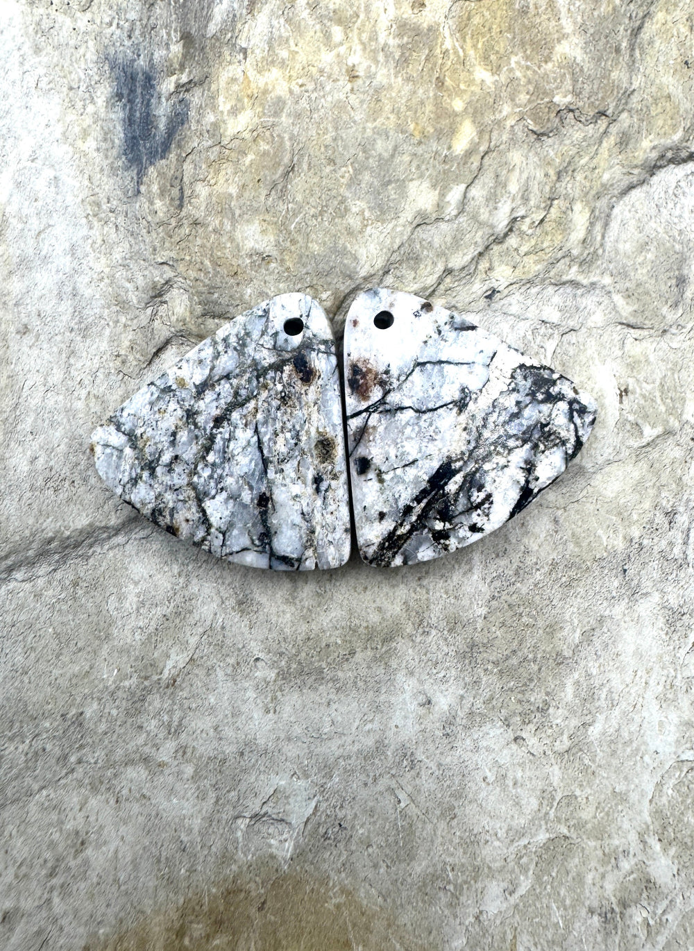 RARE White Buffalo (Arizona) Matching Earring Slab Bead