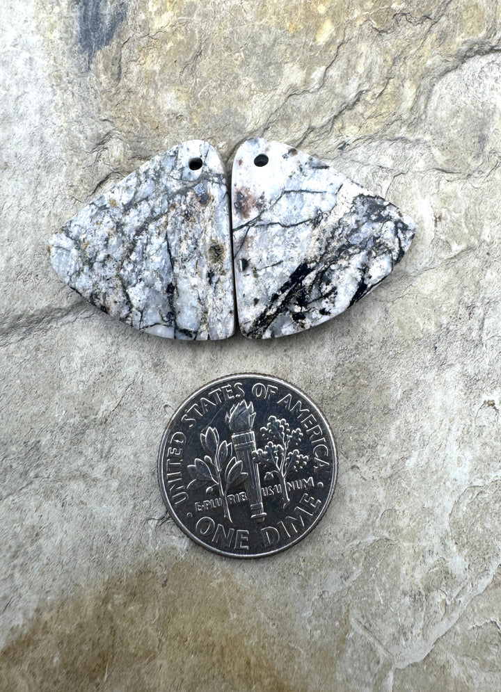 RARE White Buffalo (Arizona) Matching Earring Slab Bead
