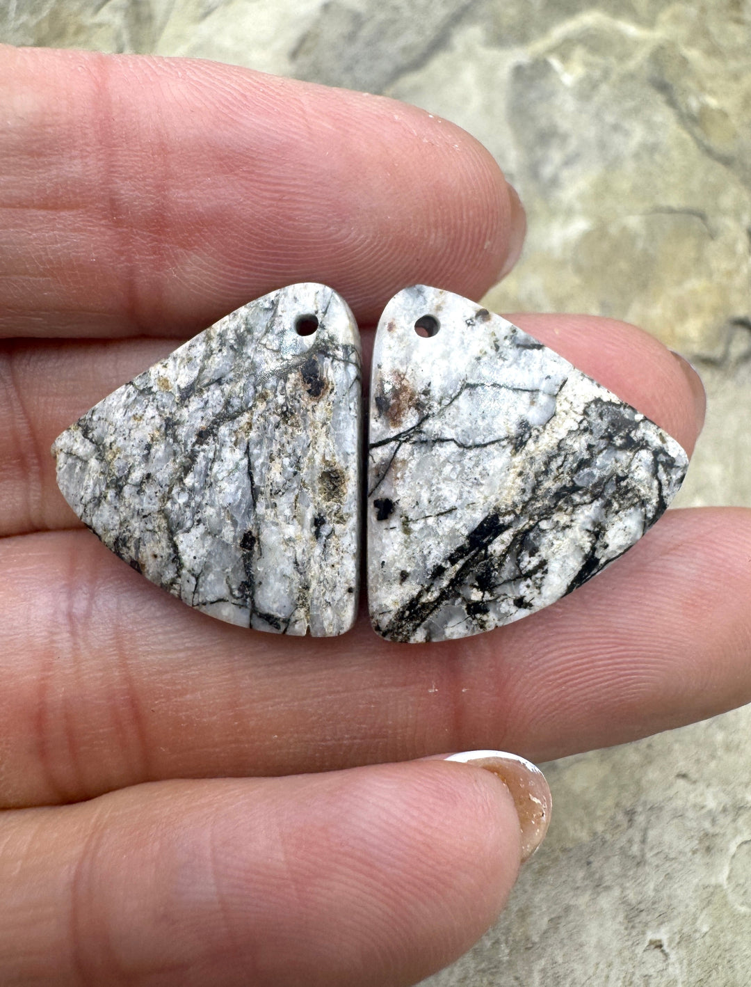 RARE White Buffalo (Arizona) Matching Earring Slab Bead