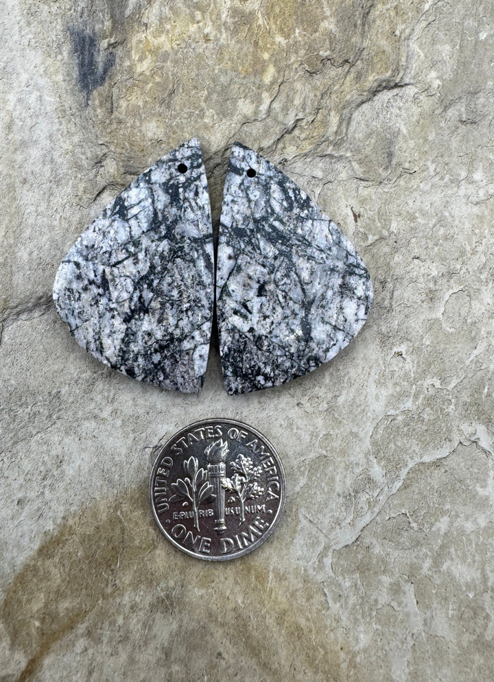 RARE White Buffalo (Arizona) Matching Earring Slab Bead