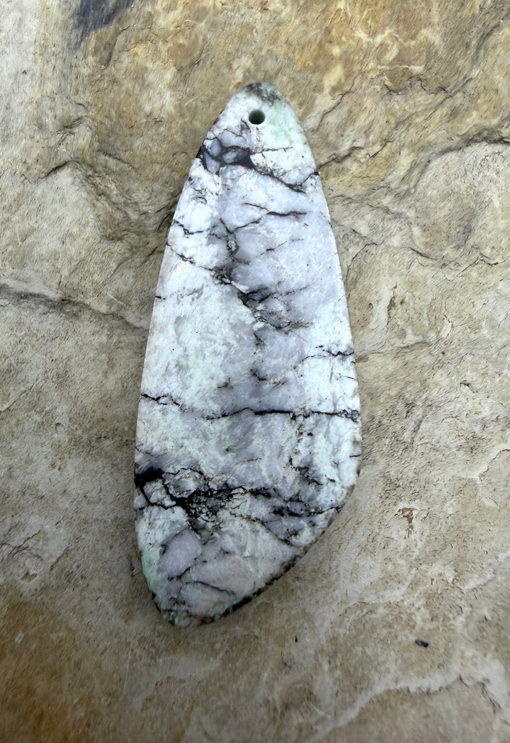 RARE White Buffalo (AZ) Focal Pendant Bead 20x48mm - White