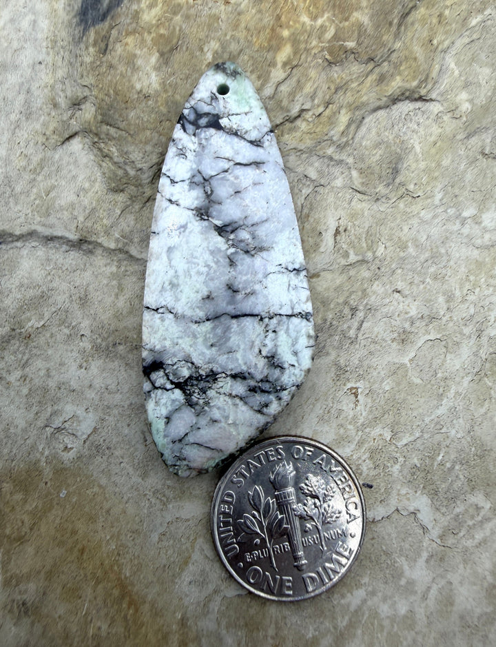 RARE White Buffalo (AZ) Focal Pendant Bead 20x48mm - White