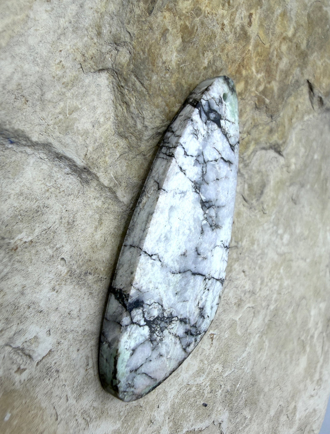 RARE White Buffalo (AZ) Focal Pendant Bead 20x48mm - White