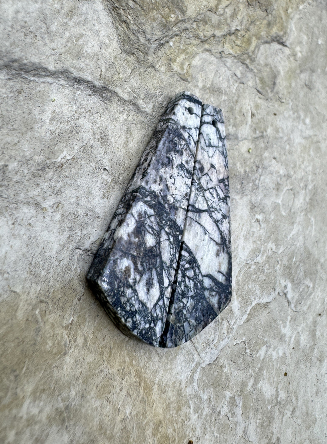 RARE White Buffalo Matching Earring Slab Bead Pair 12x34mm