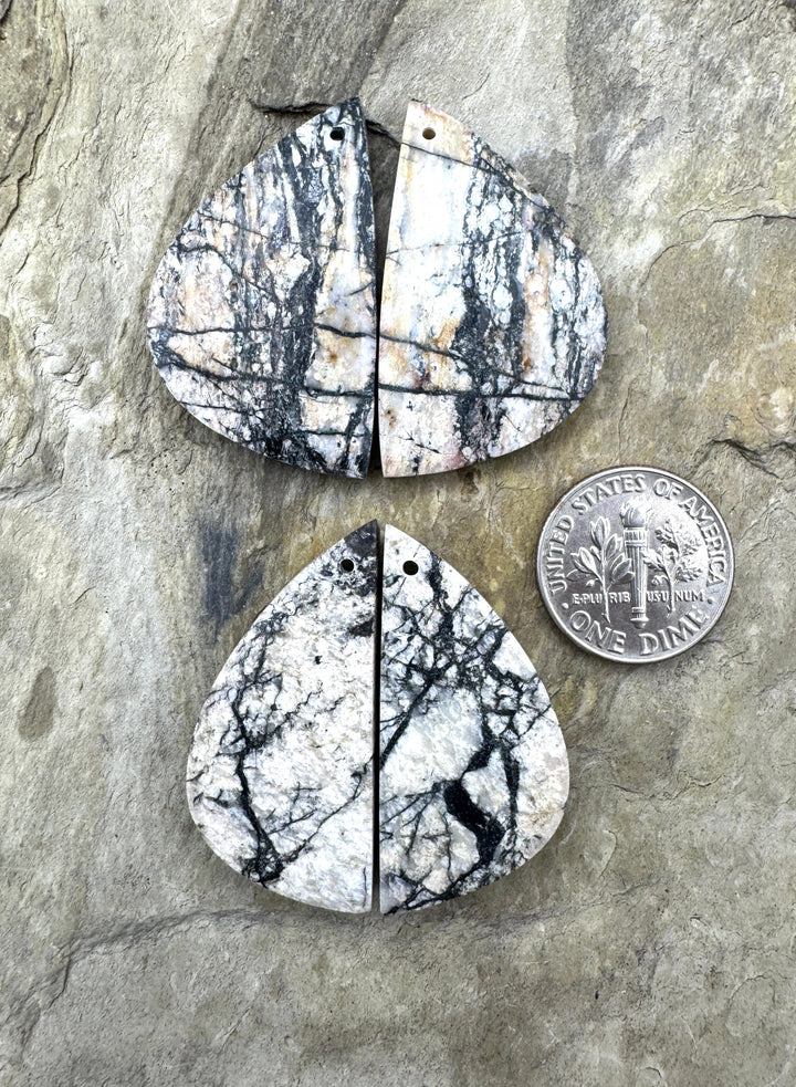 RARE White Buffalo Matching Earring Slab Bead Pair (Select