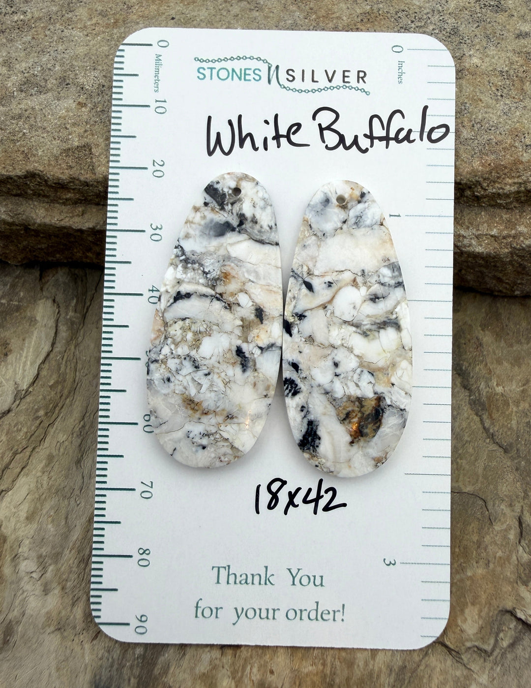 RARE White Buffalo (Nevada) Composite BIG Earring Bead Slab