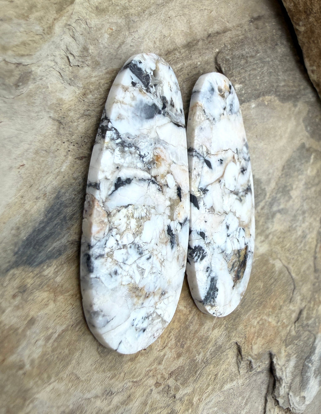 RARE White Buffalo (Nevada) Composite BIG Earring Bead Slab