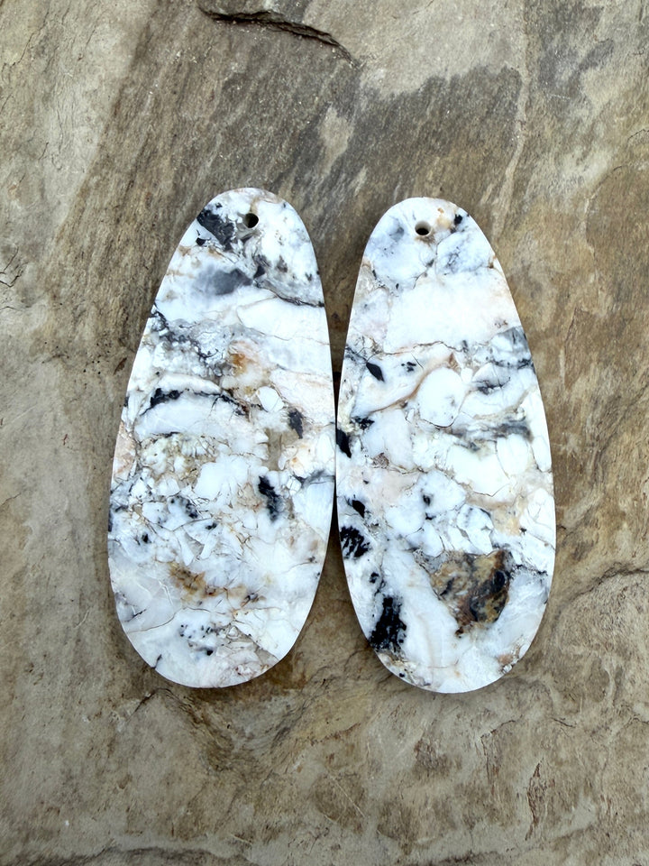RARE White Buffalo (Nevada) Composite BIG Earring Bead Slab
