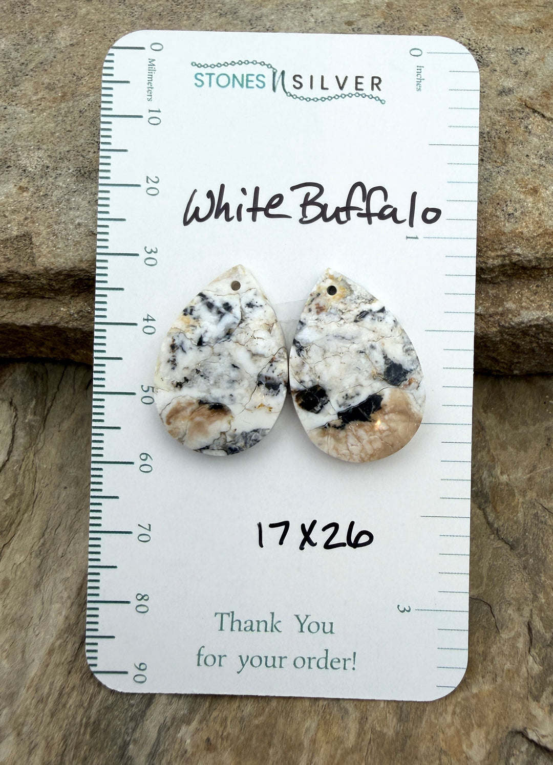 RARE White Buffalo (Nevada) Composite Earring Bead Slab