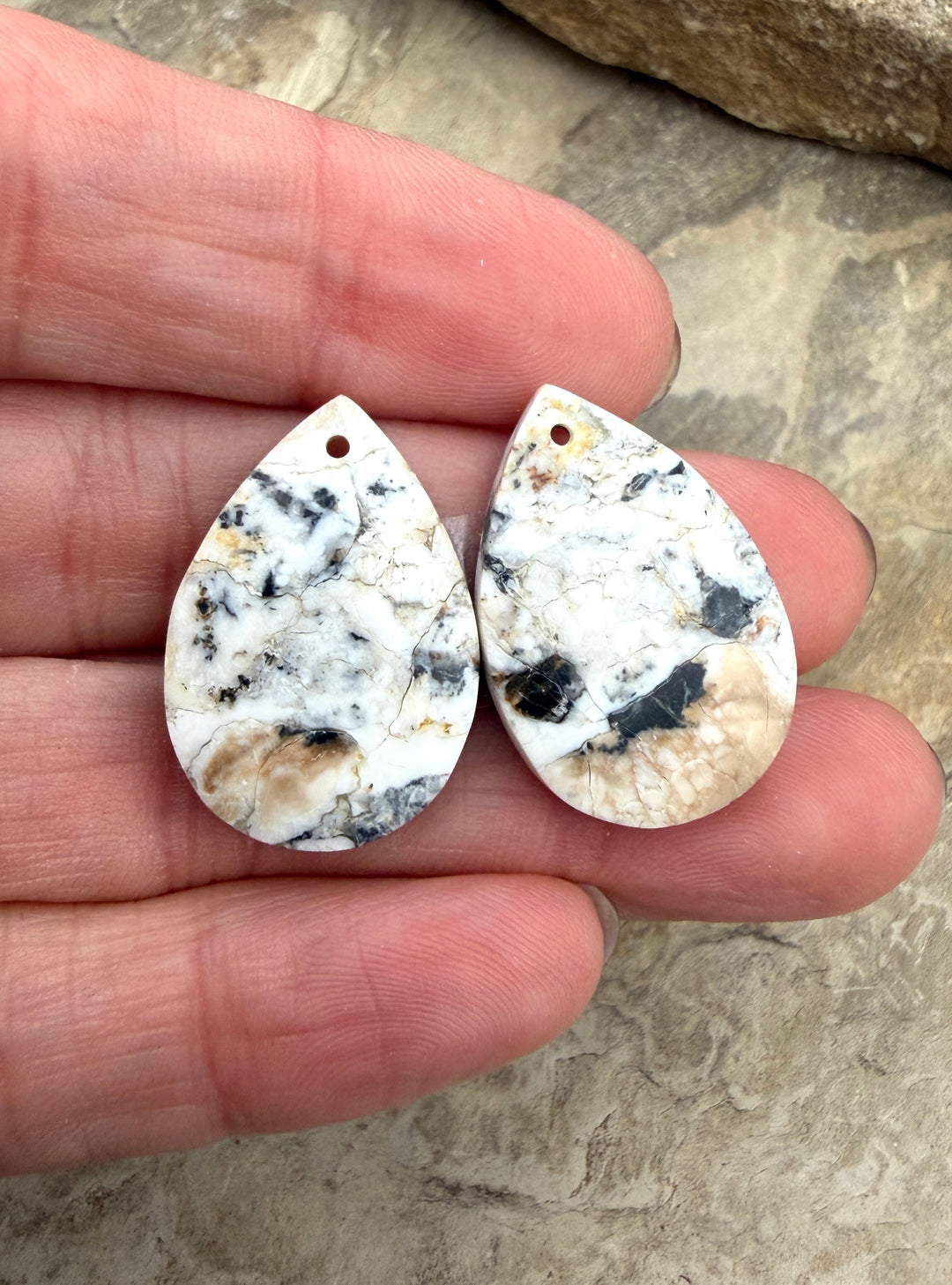 RARE White Buffalo (Nevada) Composite Earring Bead Slab