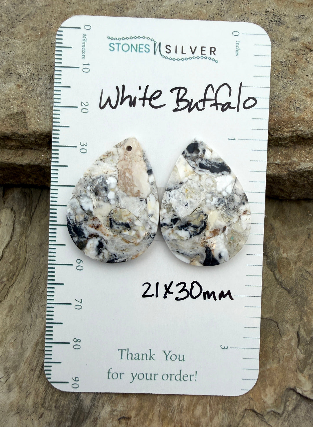 RARE White Buffalo (Nevada) Composite Earring Bead Slab