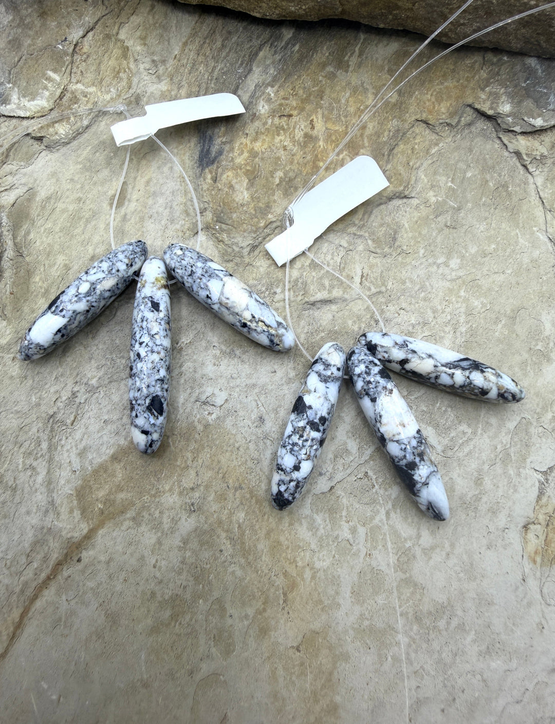 RARE White Buffalo Stone (Nevada) 3 Piece Focal Set of Long