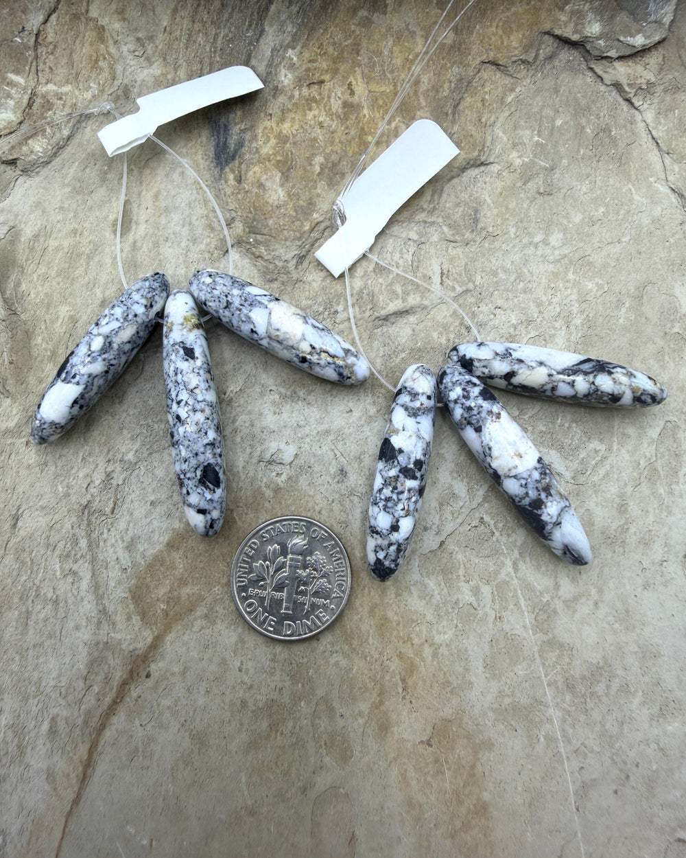 RARE White Buffalo Stone (Nevada) 3 Piece Focal Set of Long