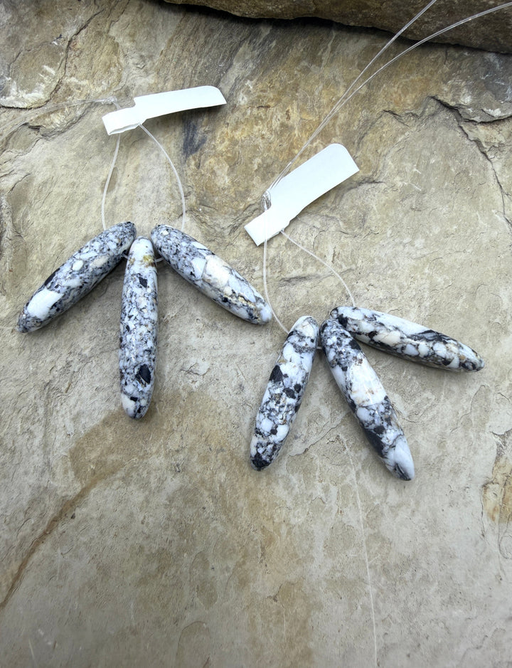 RARE White Buffalo Stone (Nevada) 3 Piece Focal Set of Long