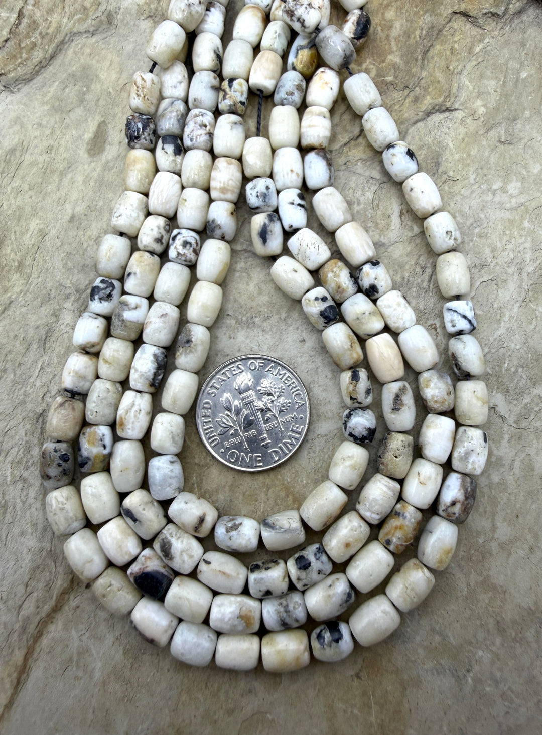 RARE White Buffalo Stone (Nevada) 5x7mm Barrel Beads 9 Inch
