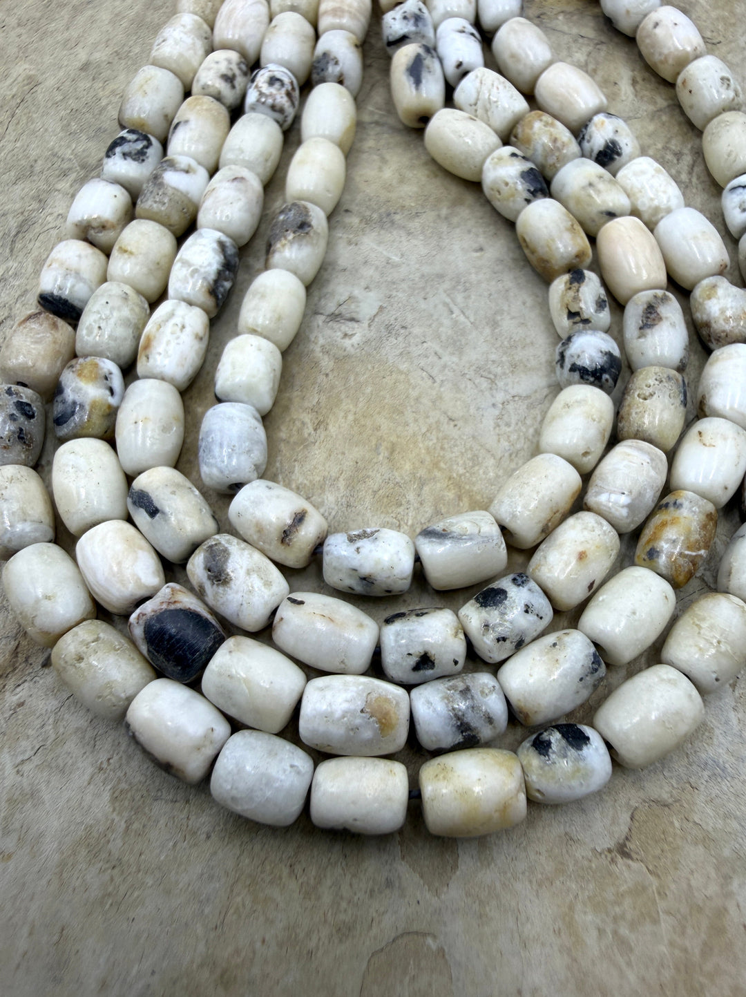 RARE White Buffalo Stone (Nevada) 5x7mm Barrel Beads 9 Inch