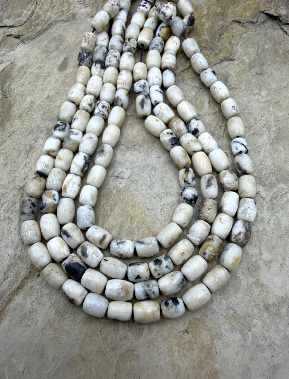 RARE White Buffalo Stone (Nevada) 5x7mm Barrel Beads 9 Inch