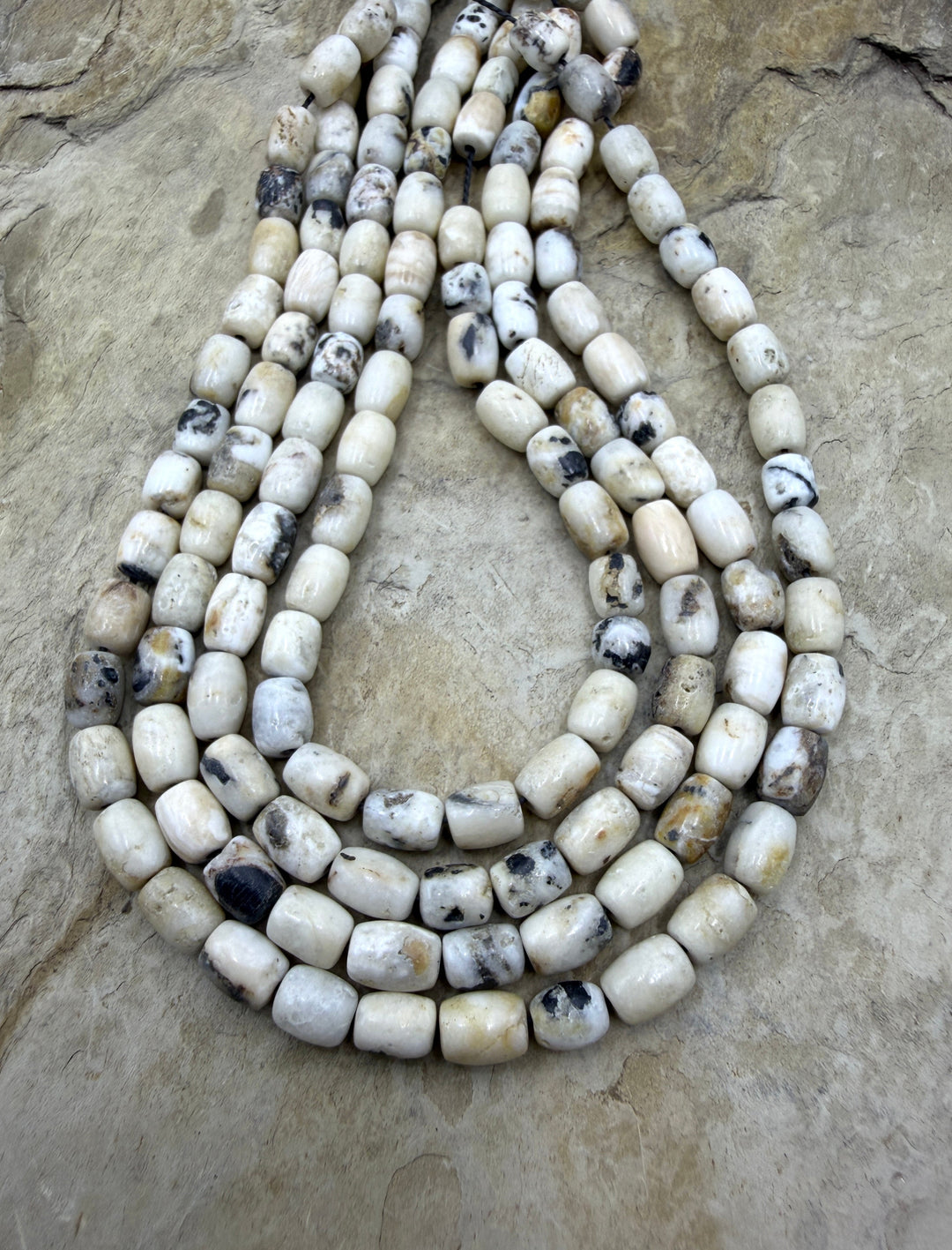 RARE White Buffalo Stone (Nevada) 5x7mm Barrel Beads 9 Inch