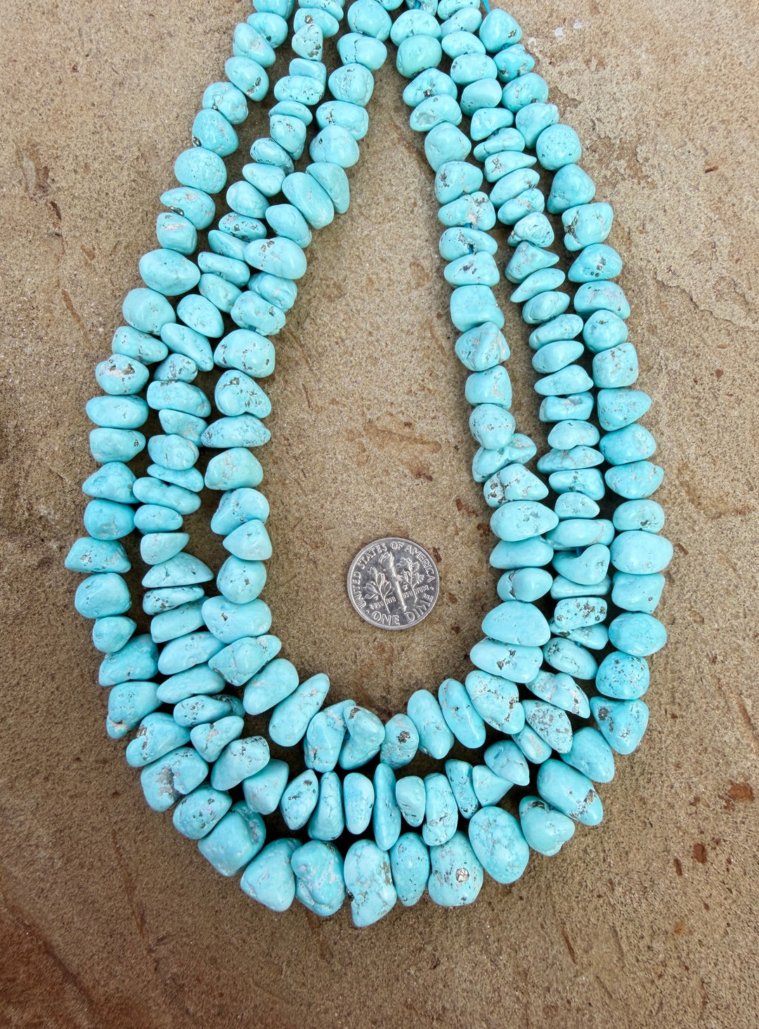 RARE White Creek Turquoise (Nevada) Graduated 6-16mm Nugget