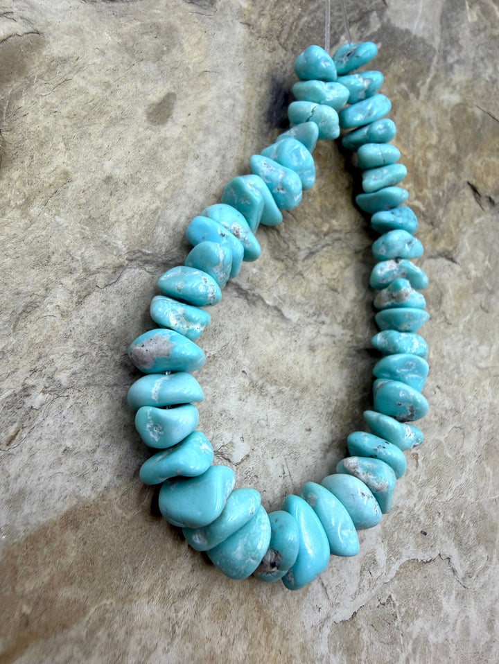 RARE White Creek Turquoise (Nevada) Graduated 6-8mm Nugget