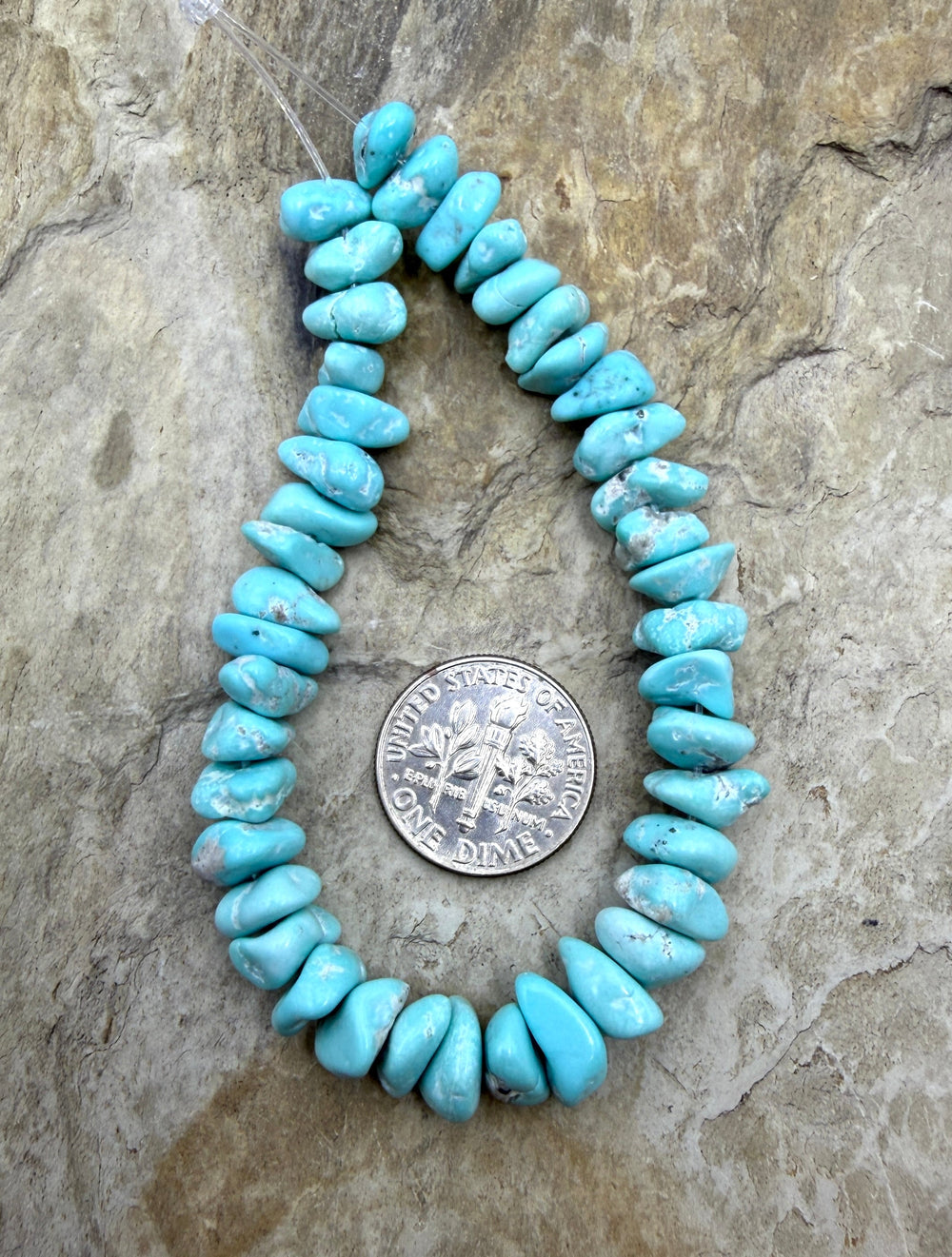RARE White Creek Turquoise (Nevada) Graduated 6-8mm Nugget