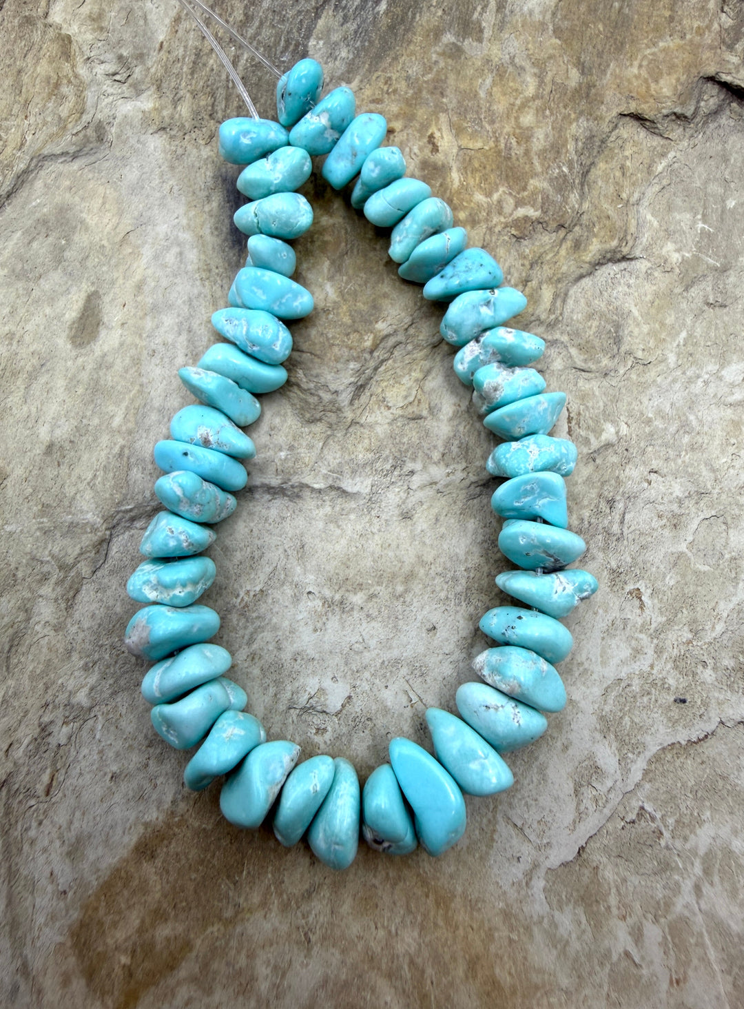 RARE White Creek Turquoise (Nevada) Graduated 6-8mm Nugget