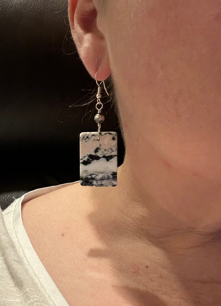 Ready to wear White Buffalo and Sterling Silver Earrings