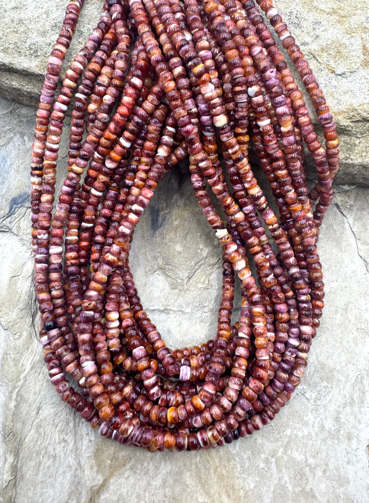 Red and Purple Spiny Oyster 4mm Rondelle Beads 16 inch