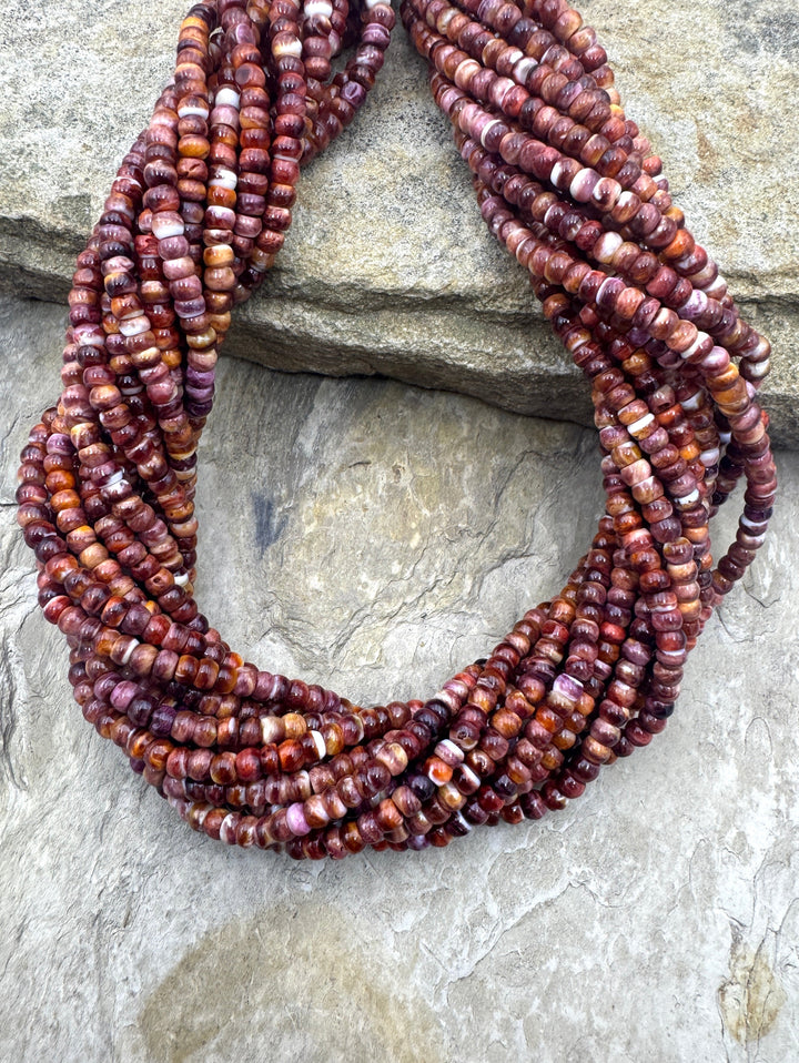 Red and Purple Spiny Oyster 4mm Rondelle Beads 16 inch