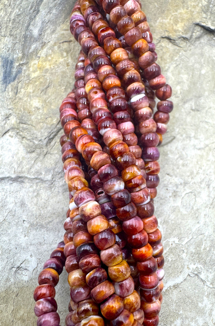 Red and Purple Spiny Oyster 4mm Rondelle Beads 16 inch