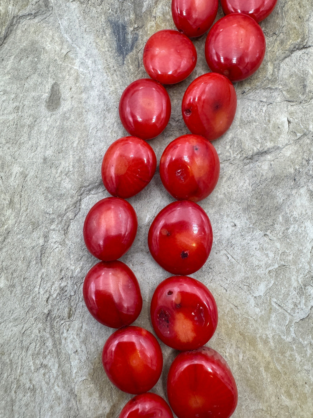 Red Coral (Dyed) 11-14mm Irregular Coins 15.5 inch Strand