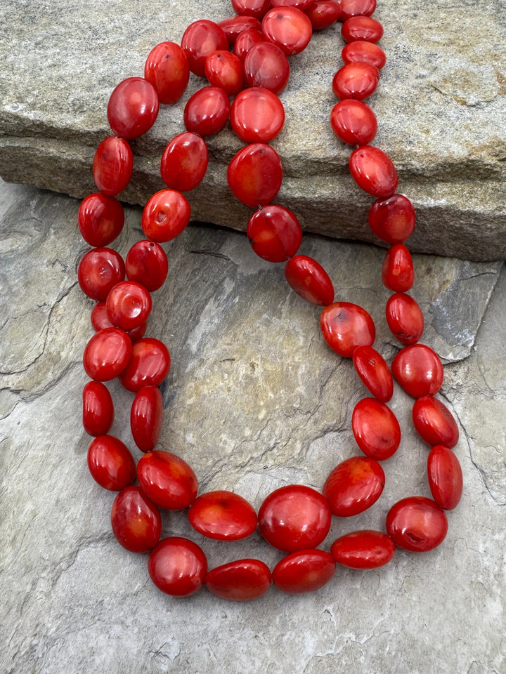 Red Coral (Dyed) 11-14mm Irregular Coins 15.5 inch Strand